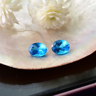 AA Malgache Neon Apatite Set of 2 (Ovl 5x4 mm) 0.69 ctw Loose Gemstone