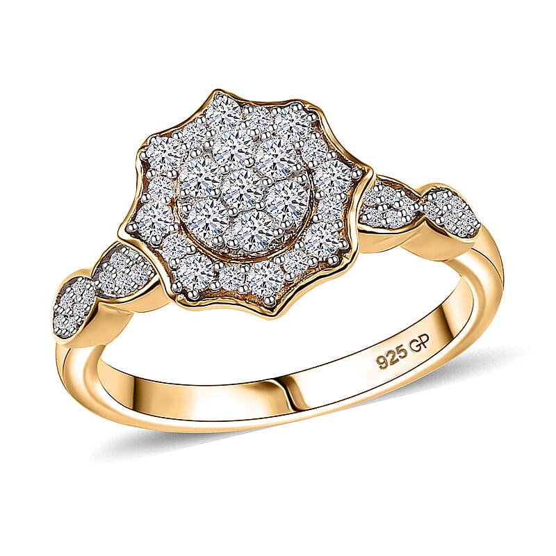 Royal Art Deco Collection Lab Grown Diamond G, SI 0.50 ctw Ring in 18K Vermeil Yellow Gold Over Sterling Silver (Size 10.0)