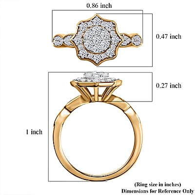 Royal Art Deco Collection Lab Grown Diamond G, SI 0.50 ctw Ring in 18K Vermeil Yellow Gold Over Sterling Silver (Size 10.0)