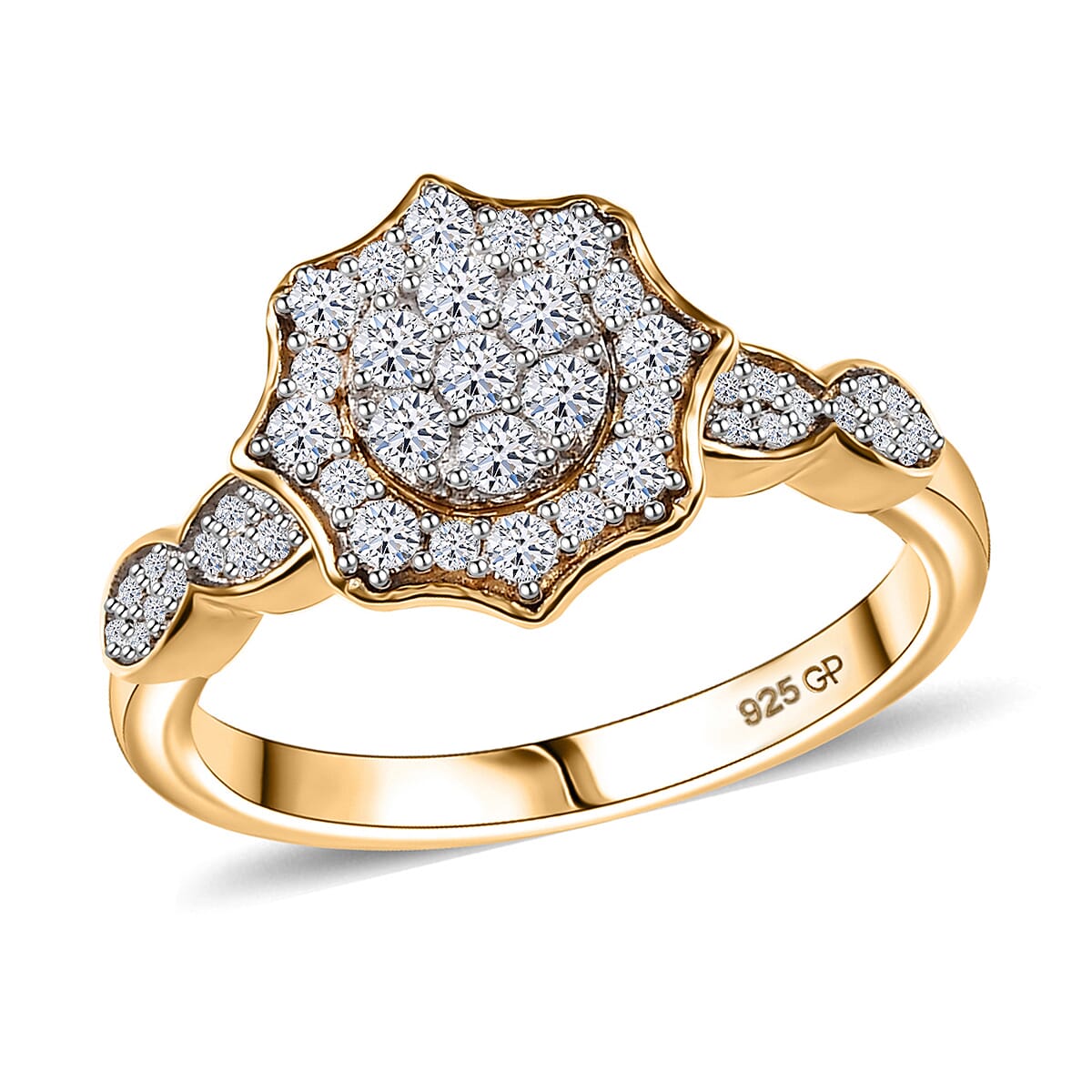 GP Royal Art Deco Collection Luxuriant Lab Grown Diamond G, SI 0.50 ctw Ring in 18K Vermeil Yellow Gold Over Sterling Silver (Size 7.0) image number 0