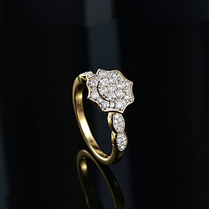  Royal Art Deco Collection Lab Grown Diamond G, SI 0.50 ctw Ring in 18K Vermeil Yellow Gold Over Sterling Silver (Size 7.0)