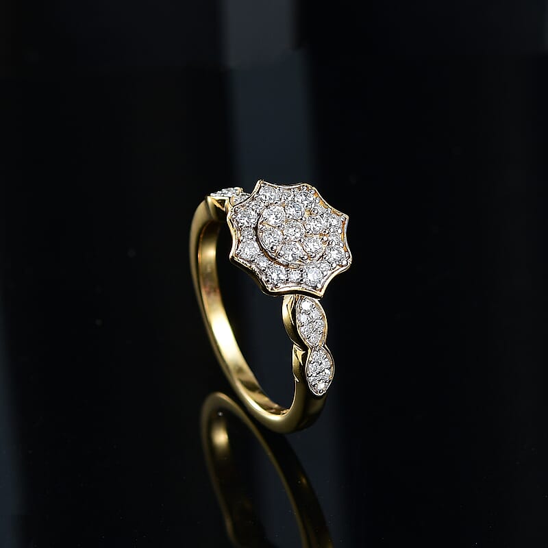 GP Royal Art Deco Collection Lab Grown Diamond G, SI 0.50 ctw Ring in 18K Vermeil Yellow Gold Over Sterling Silver (Size 7.0)