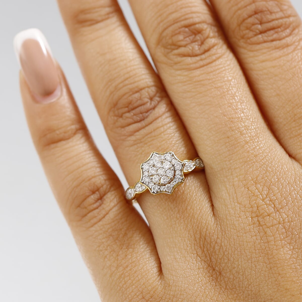 GP Royal Art Deco Collection Luxuriant Lab Grown Diamond G, SI 0.50 ctw Ring in 18K Vermeil Yellow Gold Over Sterling Silver (Size 7.0) image number 2