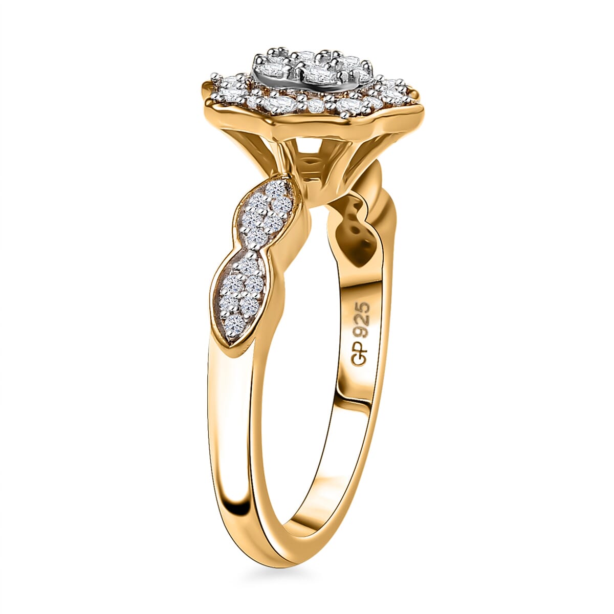 GP Royal Art Deco Collection Luxuriant Lab Grown Diamond G, SI 0.50 ctw Ring in 18K Vermeil Yellow Gold Over Sterling Silver (Size 7.0) image number 3