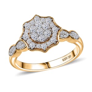 Royal Art Deco Collection Luxuriant Lab Grown Diamond G, SI 0.50 ctw Ring in 18K Vermeil Yellow Gold Over Sterling Silver (Size 8.0)