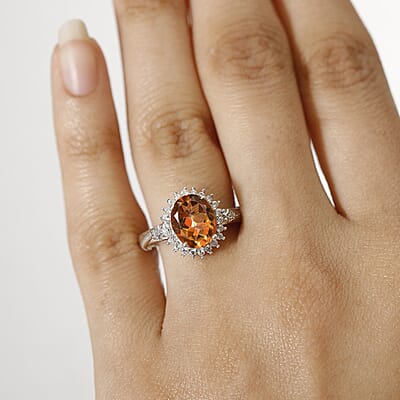 Twilight Mystic Topaz, White Zircon Ember Glow Ring in Rhodium Over Sterling Silver (Size 10.0) 2.65 ctw