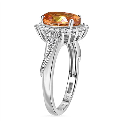 Twilight Mystic Topaz, White Zircon Ember Glow Ring in Rhodium Over Sterling Silver (Size 10.0) 2.65 ctw