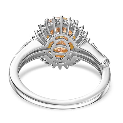 Twilight Mystic Topaz, White Zircon Ember Glow Ring in Rhodium Over Sterling Silver (Size 10.0) 2.65 ctw