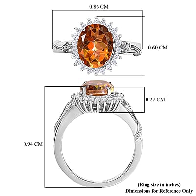 Twilight Mystic Topaz, White Zircon Ember Glow Ring in Rhodium Over Sterling Silver (Size 10.0) 2.65 ctw