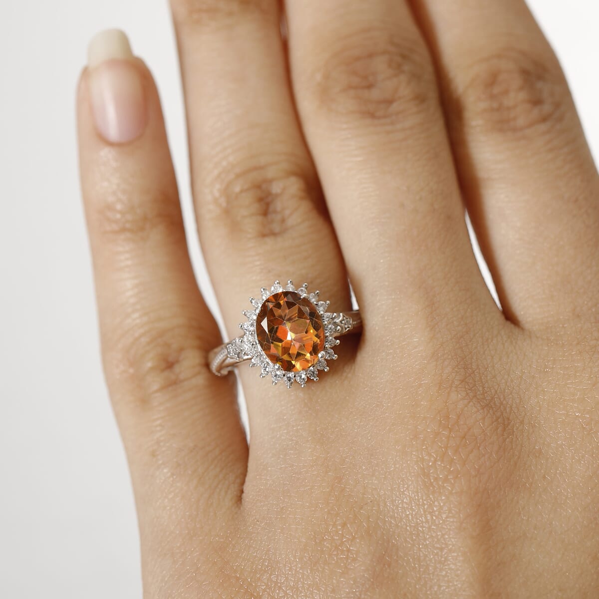 D'Joy Twilight Mystic Topaz and White Zircon 2.65 ctw Ember Glow Ring in Rhodium Over Sterling Silver (Size 7.0)  image number 2