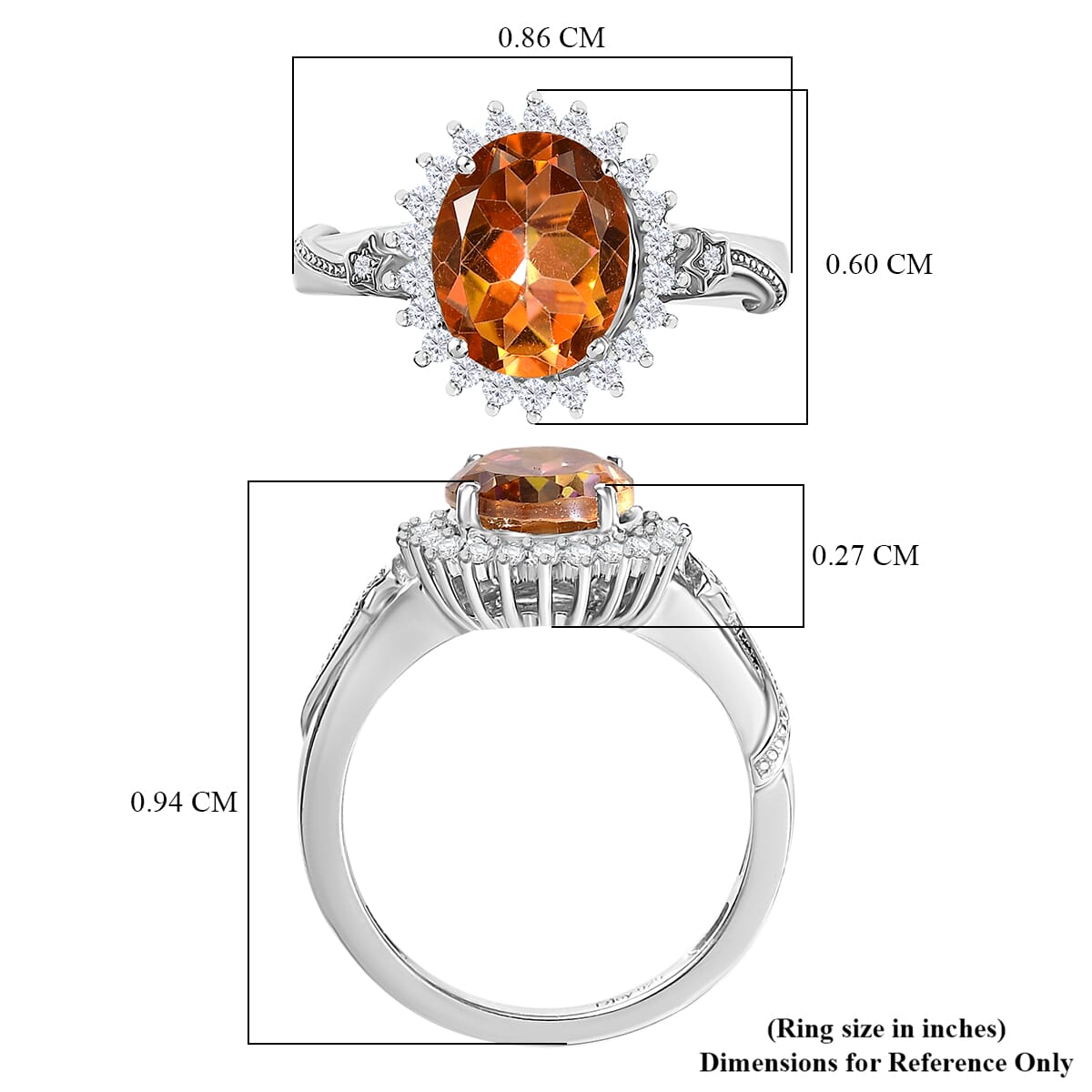 D'Joy Twilight Mystic Topaz and White Zircon 2.65 ctw Ember Glow Ring in Rhodium Over Sterling Silver (Size 7.0)  image number 5