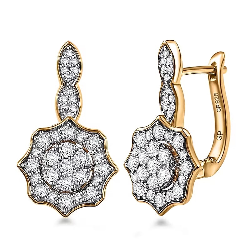 GP Royal Art Deco Collection Lab Grown Diamond G SI 1.00 ctw Earrings in 18K Vermeil YG Over Sterling Silver