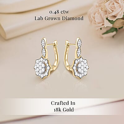 GP Royal Art Deco Collection Lab Grown Diamond G SI 1.00 ctw Earrings in 18K Vermeil YG Over Sterling Silver