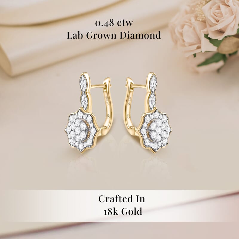 GP Royal Art Deco Collection Lab Grown Diamond G SI 1.00 ctw Earrings in 18K Vermeil YG Over Sterling Silver