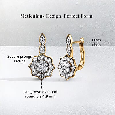 GP Royal Art Deco Collection Lab Grown Diamond G SI 1.00 ctw Earrings in 18K Vermeil YG Over Sterling Silver