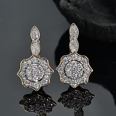 GP Royal Art Deco Collection Lab Grown Diamond G SI 1.00 ctw Earrings in 18K Vermeil YG Over Sterling Silver