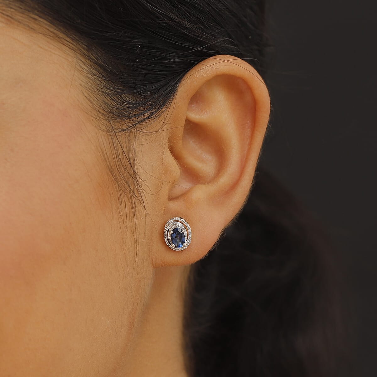 D'Joy Blue Passion Mystic Topaz 1.05 ctw Stud Earrings in Rhodium Over Sterling Silver image number 2