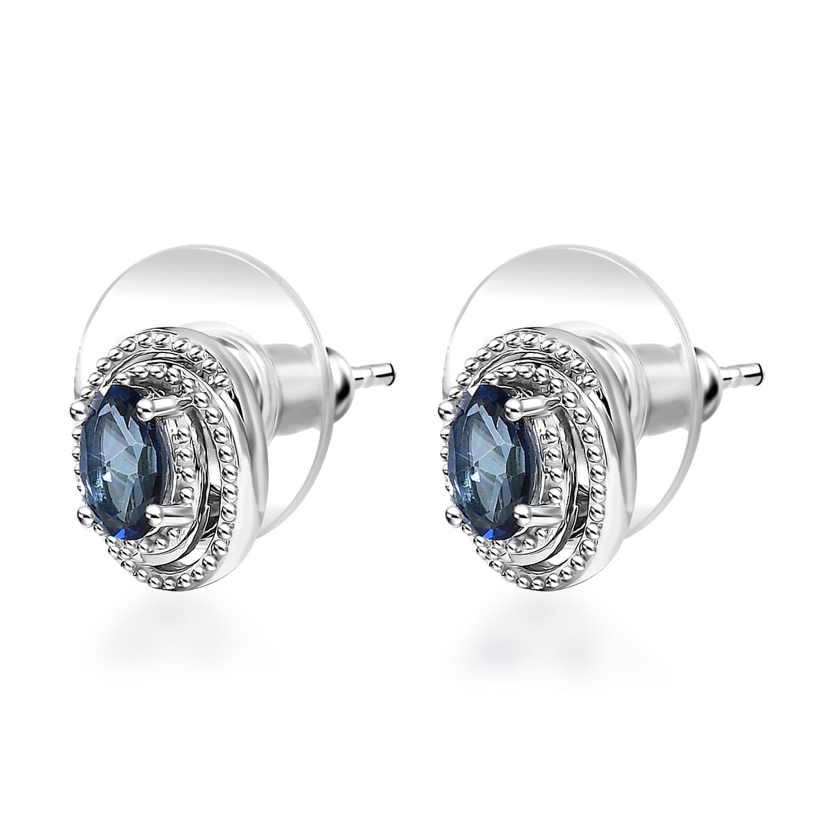 D'Joy Blue Passion Mystic Topaz 1.05 ctw Stud Earrings in Rhodium Over Sterling Silver image number 3