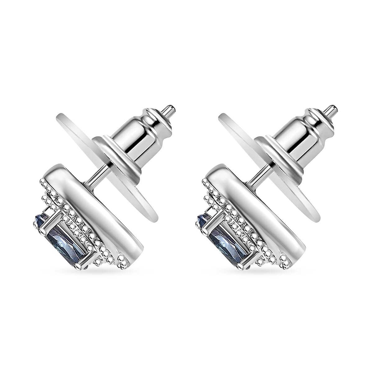 D'Joy Blue Passion Mystic Topaz 1.05 ctw Stud Earrings in Rhodium Over Sterling Silver image number 4