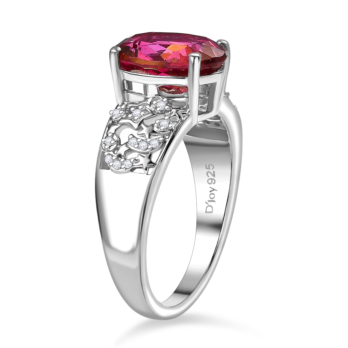 D'Joy Mystic Peony Topaz and White Zircon 3.40 ctw Celestial Ring in Rhodium Over Sterling Silver (Size 7.0) image number 3
