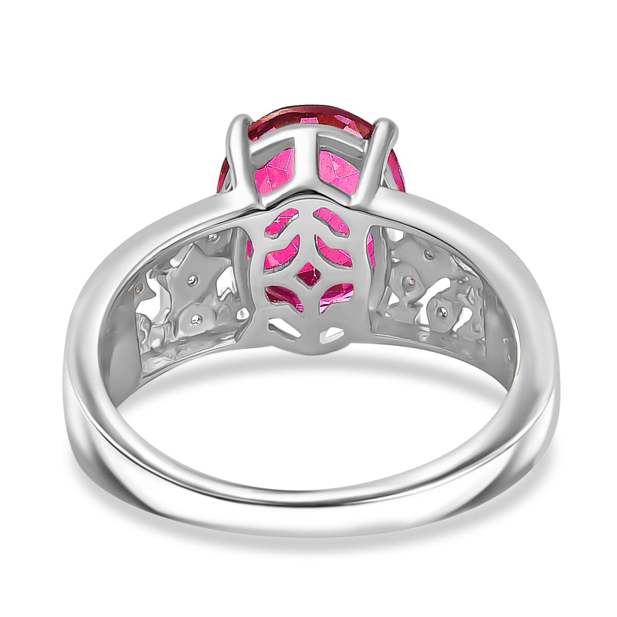 D'Joy Mystic Peony Topaz and White Zircon 3.40 ctw Celestial Ring in Rhodium Over Sterling Silver (Size 7.0) image number 4