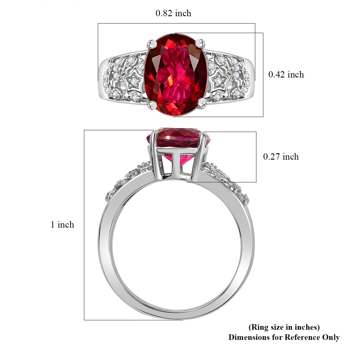 D'Joy Mystic Peony Topaz and White Zircon 3.40 ctw Celestial Ring in Rhodium Over Sterling Silver (Size 7.0) image number 5
