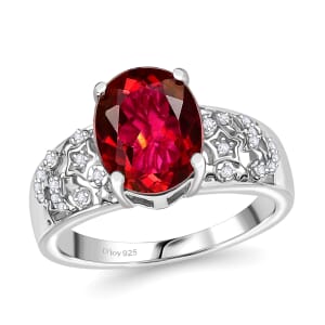 D'Joy Mystic Peony Topaz and White Zircon 3.40 ctw Celestial Ring in Rhodium Over Sterling Silver (Size 8.0)