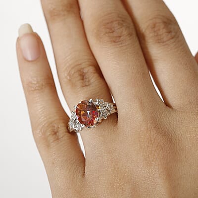 D'Joy Ecstasy Mystic Topaz and White Zircon 3.25 ctw Stars Ring in Rhodium Over Sterling Silver (Size 6.0)