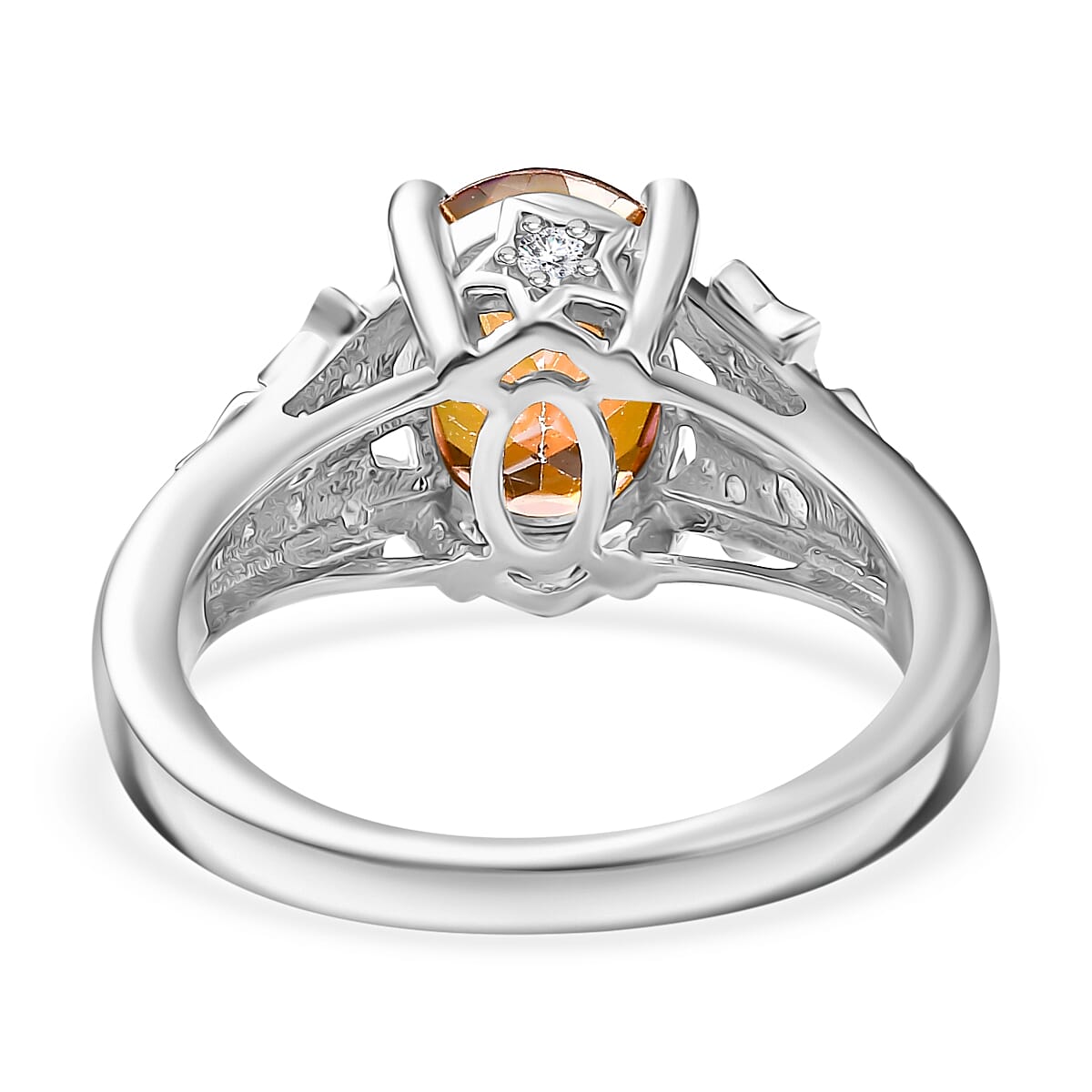 D'Joy Ecstasy Mystic Topaz and White Zircon 3.25 ctw Stars Ring in Rhodium Over Sterling Silver (Size 6.0)