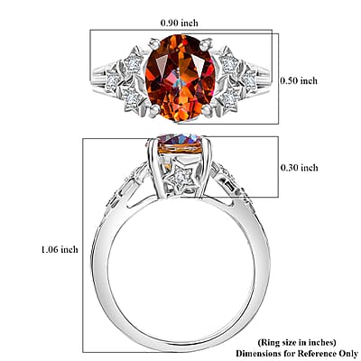 D'Joy Ecstasy Mystic Topaz and White Zircon 3.25 ctw Stars Ring in Rhodium Over Sterling Silver (Size 6.0)