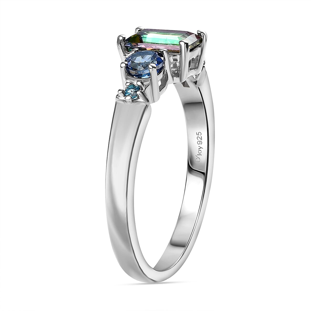 D'Joy Mystic Topaz and Multi Gemstone 2.80 ctw Star Ring in Rhodium Over Sterling Silver (Size 7.0) image number 3