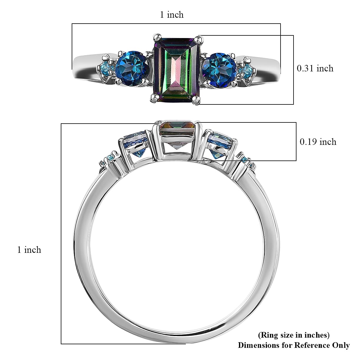D'Joy Mystic Topaz and Multi Gemstone 2.80 ctw Star Ring in Rhodium Over Sterling Silver (Size 7.0) image number 5