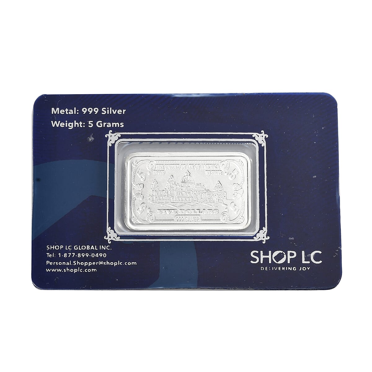  999.9 Fine Silver Currency Bar 5 Grams (Del. in 10-12 Days)  image number 3