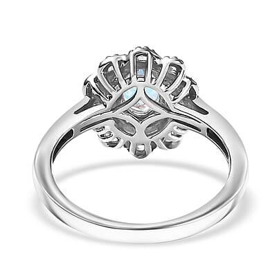 D'Joy Mercury Mystic Topaz and White Zircon 1.00 ctw Celestial Bloom Ring in Rhodium Over Sterling Silver (Size 10.0)