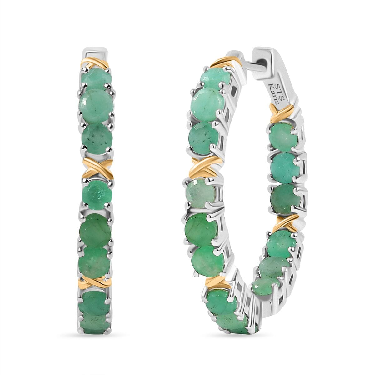 Karis Emerald 2.50 ctw Hoop Earrings in 18K YG Plated image number 0