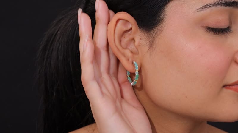 EverTrue Emerald 2.50 ctw Hoop Earrings in 18K YG Plated