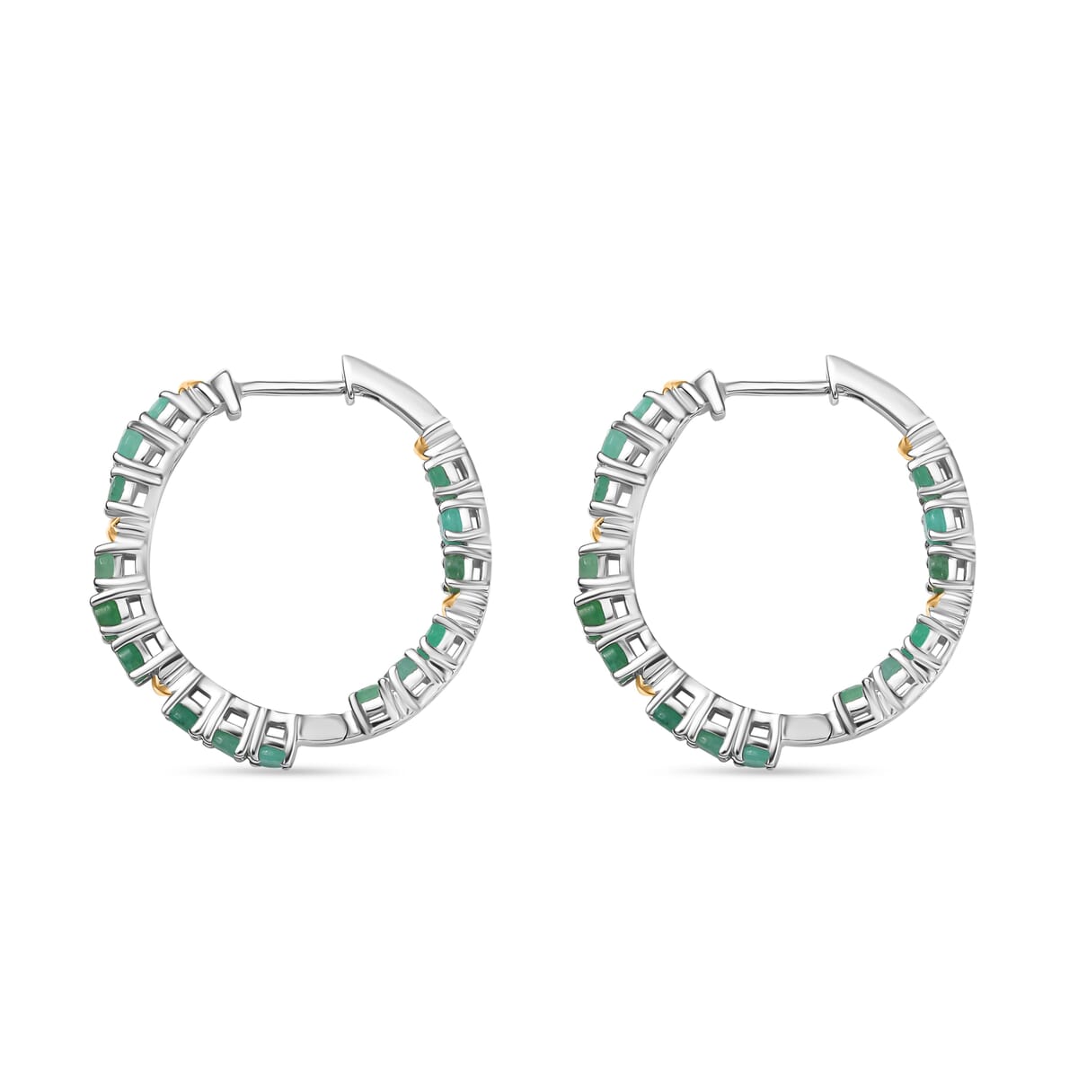 Karis Emerald 2.50 ctw Hoop Earrings in 18K YG Plated image number 3