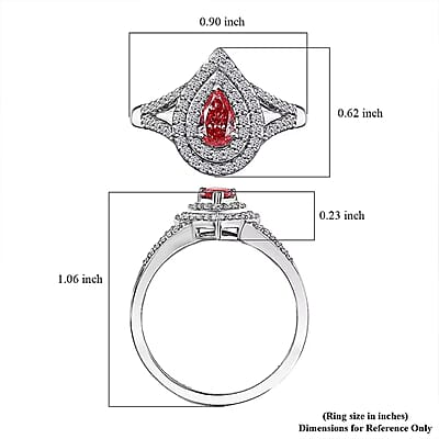 SGL Certified 950 Platinum Luxuriant Lab Grown Pink Diamond (VS) Teardrop Ring (Size 12.0) (Del. in 8-10 Days) 1.00 ctw