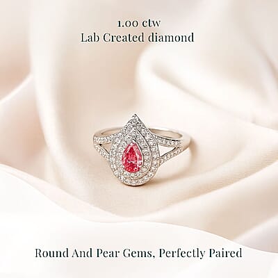 SGL Certified 950 Platinum Luxuriant Lab Grown Pink Diamond (VS) Teardrop Ring (Size 5.0) (Del. in 8-10 Days) 1.00 ctw