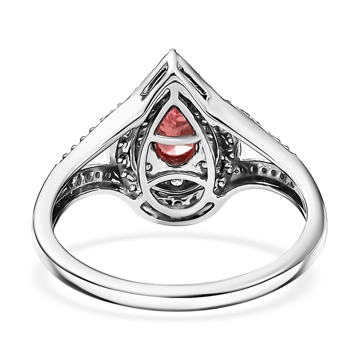 SGL Certified Luxuriant Lab Grown Pink Diamond (IR) VS and Lab Grown White Diamond 1.00 ctw Teardrop Ring in 950 Platinum (Size 7.0) image number 4