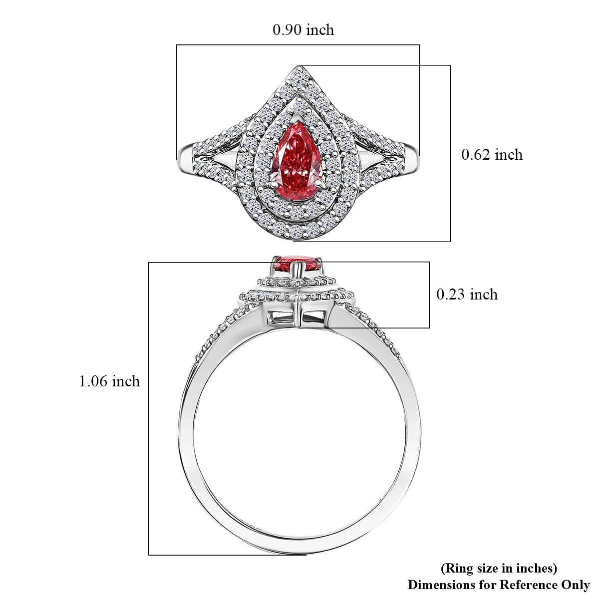 SGL Certified Luxuriant Lab Grown Pink Diamond (IR) VS and Lab Grown White Diamond 1.00 ctw Teardrop Ring in 950 Platinum (Size 7.0) image number 5