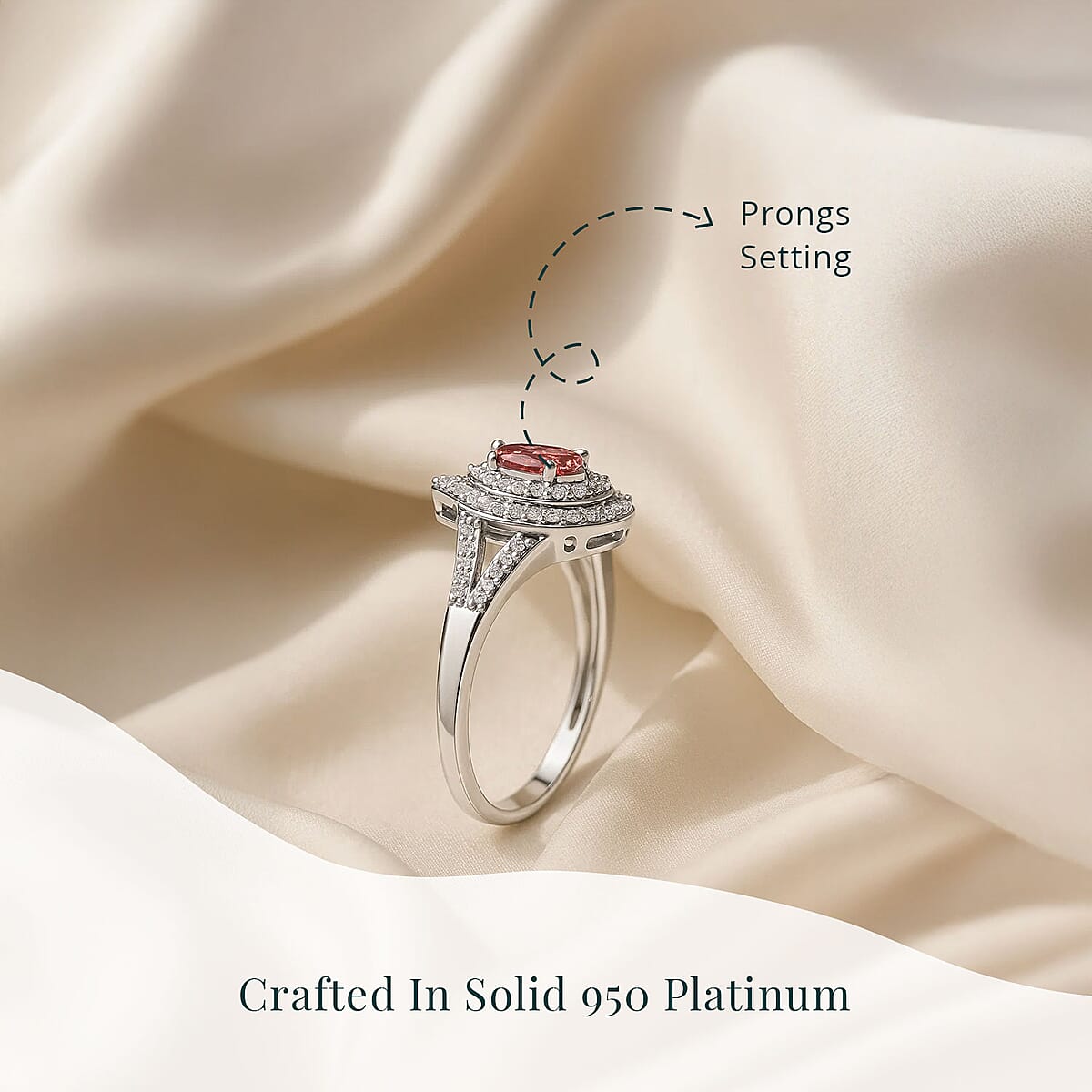 SGL Certified 950 Platinum Luxuriant Lab Grown Pink Diamond (VS) Teardrop Ring (Size 7.5) (Del. in 8-10 Days) 1.00 ctw image number 2