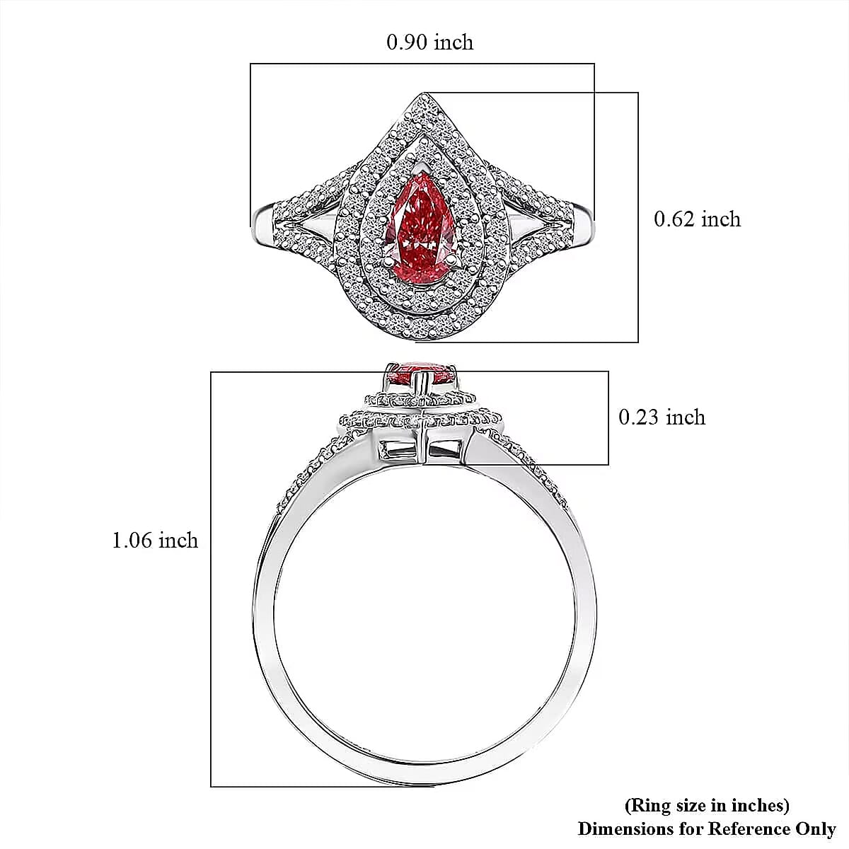 SGL Certified 950 Platinum Luxuriant Lab Grown Pink Diamond (VS) Teardrop Ring (Size 7.5) (Del. in 8-10 Days) 1.00 ctw image number 6