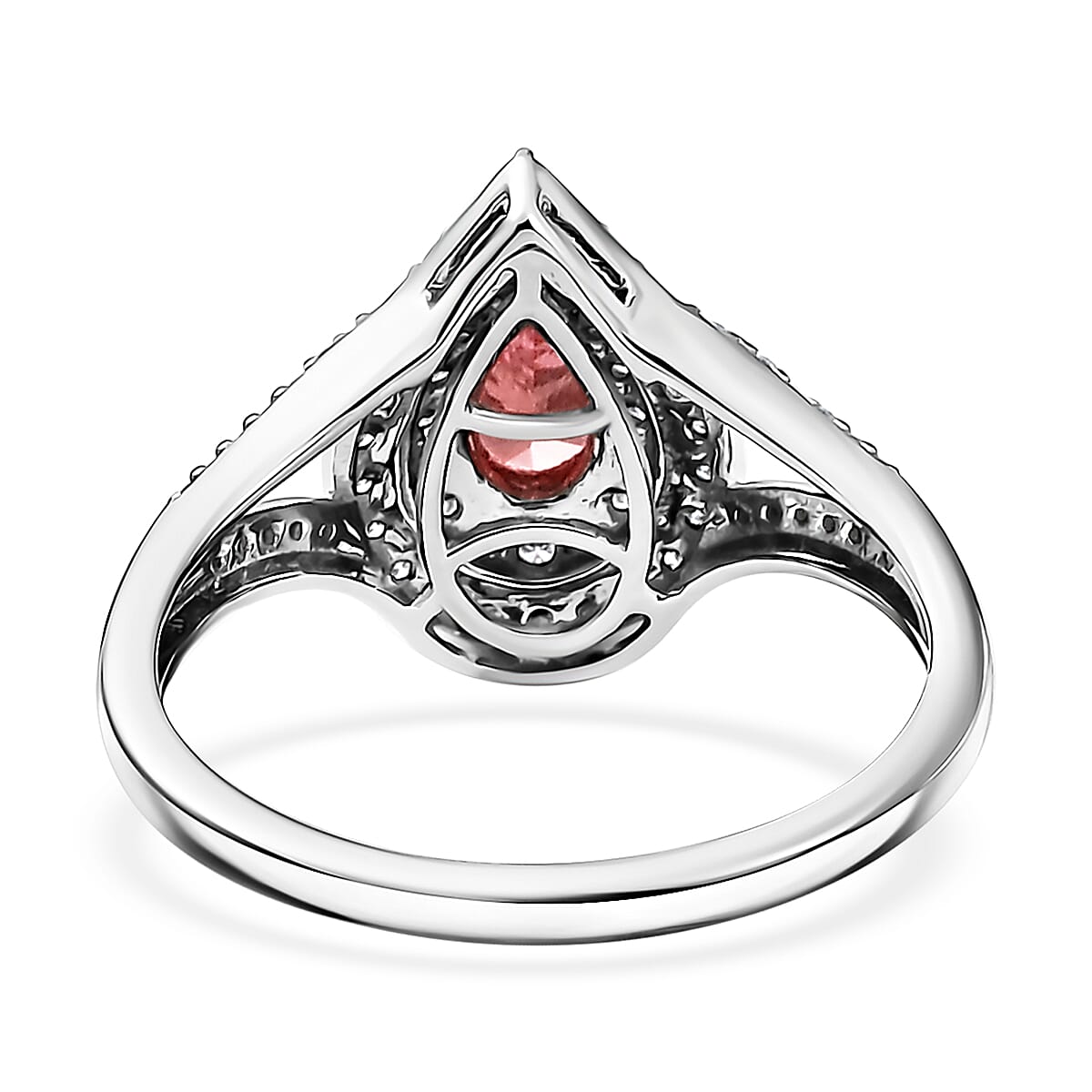 SGL Certified Luxuriant Lab Grown Pink Diamond (IR) VS and Lab Grown White Diamond 1.00 ctw Teardrop Ring in 950 Platinum (Size 8.0) image number 4