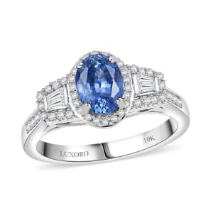 Luxoro AAA Ceylon Sapphire, Padparadscha Sapphire (BT) 8.0) and I2 Diamond 1.50 ctw Ocean Embrace Ring in 10K White Gold (Size 10.0)