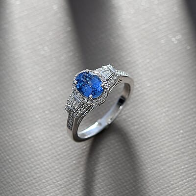 Luxoro AAA Ceylon Sapphire, Padparadscha Sapphire (BT) 8.0) and I2 Diamond 1.50 ctw Ocean Embrace Ring in 10K White Gold (Size 10.0)