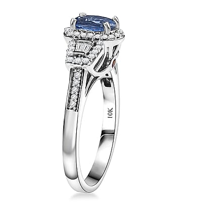 Luxoro AAA Ceylon Sapphire, Padparadscha Sapphire (BT) 8.0) and I2 Diamond 1.50 ctw Ocean Embrace Ring in 10K White Gold (Size 10.0)