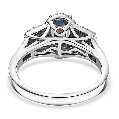 Luxoro AAA Ceylon Sapphire, Padparadscha Sapphire (BT) 8.0) and I2 Diamond 1.50 ctw Ocean Embrace Ring in 10K White Gold (Size 10.0)