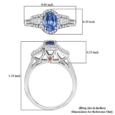 Luxoro AAA Ceylon Sapphire, Padparadscha Sapphire (BT) 8.0) and I2 Diamond 1.50 ctw Ocean Embrace Ring in 10K White Gold (Size 10.0)