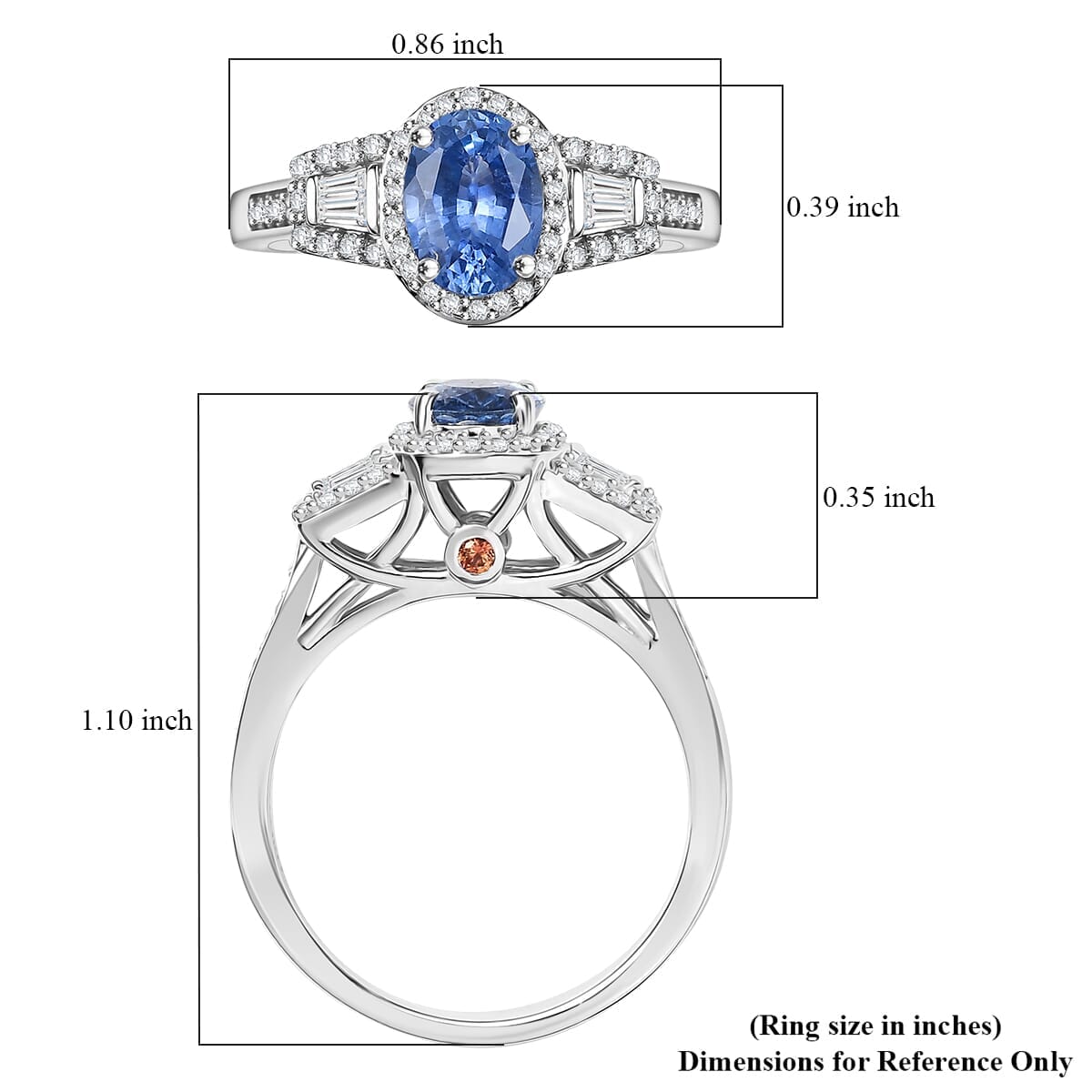 Luxoro AAA Ceylon Sapphire, Padparadscha Sapphire (BT) 10.5) and I2 Diamond 1.50 ctw Ocean Embrace Ring in 10K White Gold (Size 10.0) image number 5